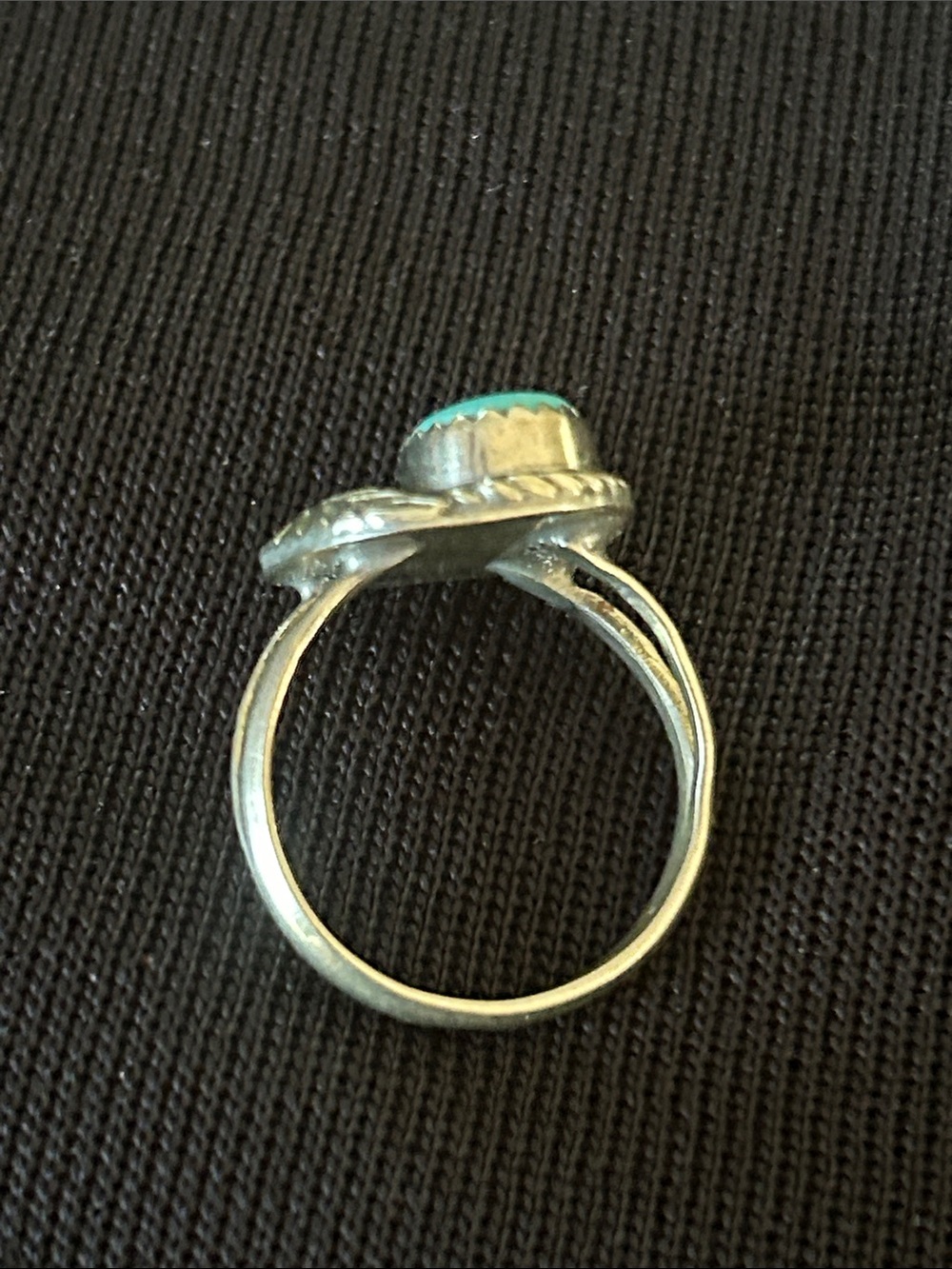 Vintage 925 Sterling Silver Southwestern Turquoise Leaf Ring Size 7.5 - Picture 8 of 8